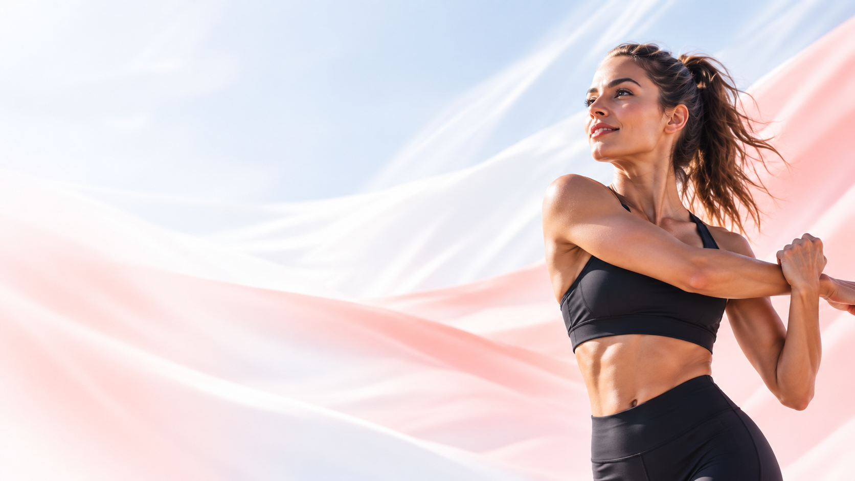 Uczestniczka treningu fitness rozciągająca ramiona